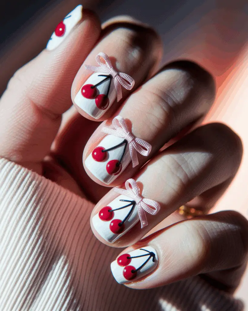 Romantic Cherry Nail Designs for a Sweet and Flirty Look 11 Romantic Cherry Nail Designs for a Sweet and Flirty Look