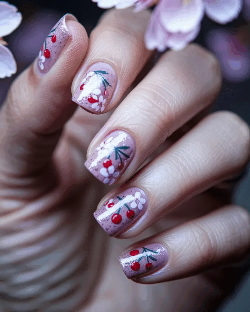 Romantic Cherry Nail Designs for a Sweet and Flirty Look 5 Romantic Cherry Nail Designs for a Sweet and Flirty Look