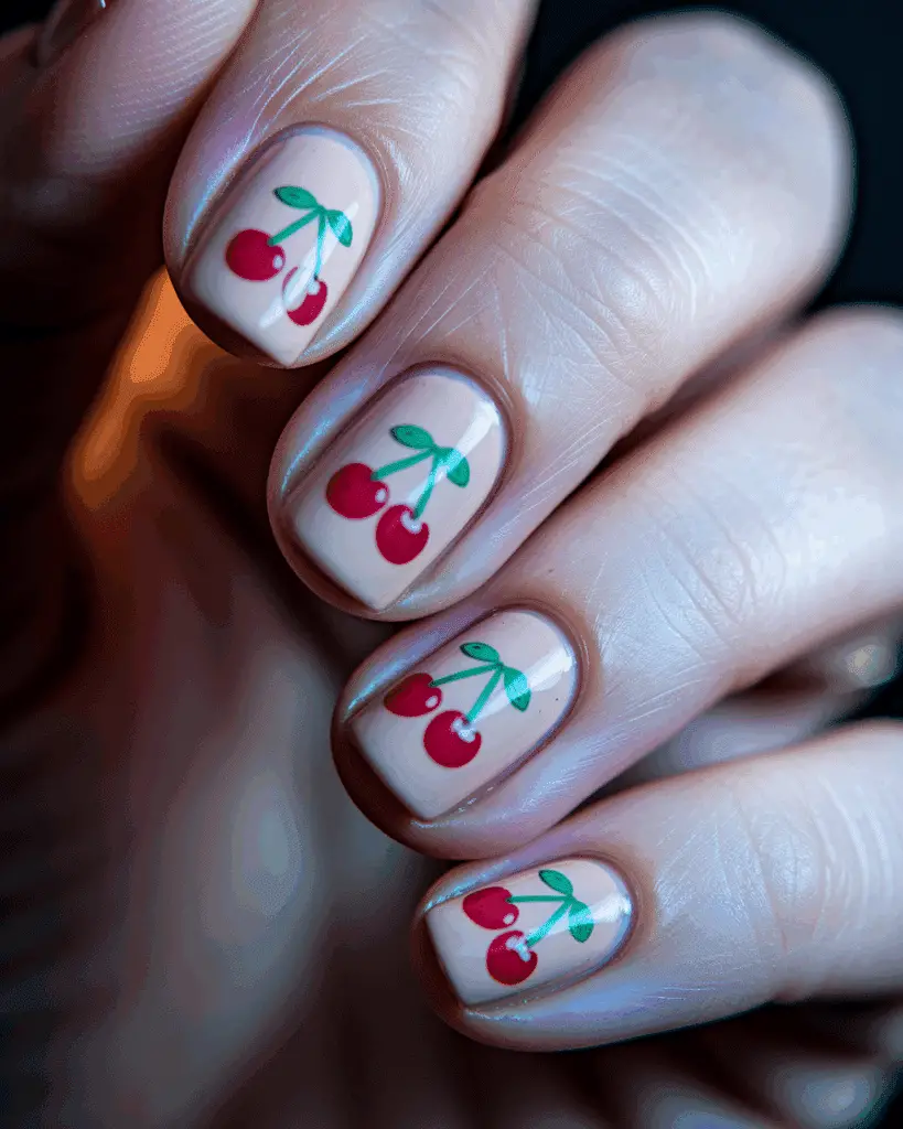 Romantic Cherry Nail Designs for a Sweet and Flirty Look 4 Romantic Cherry Nail Designs for a Sweet and Flirty Look