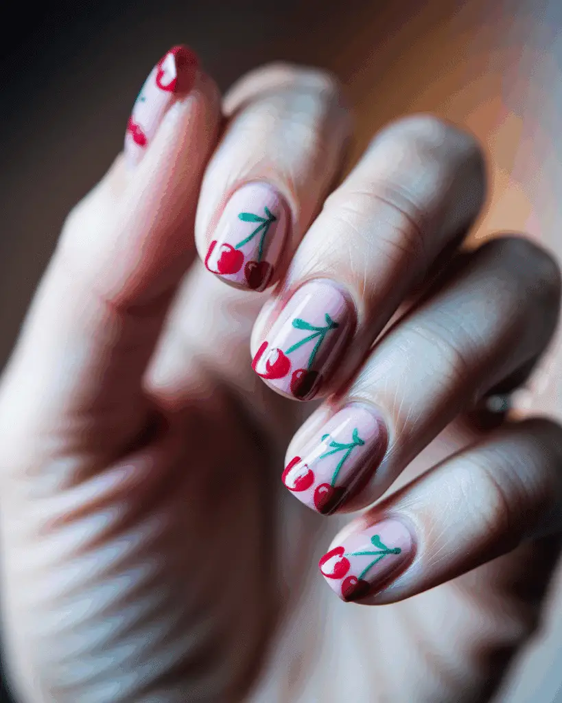 Romantic Cherry Nail Designs for a Sweet and Flirty Look 2 Romantic Cherry Nail Designs for a Sweet and Flirty Look